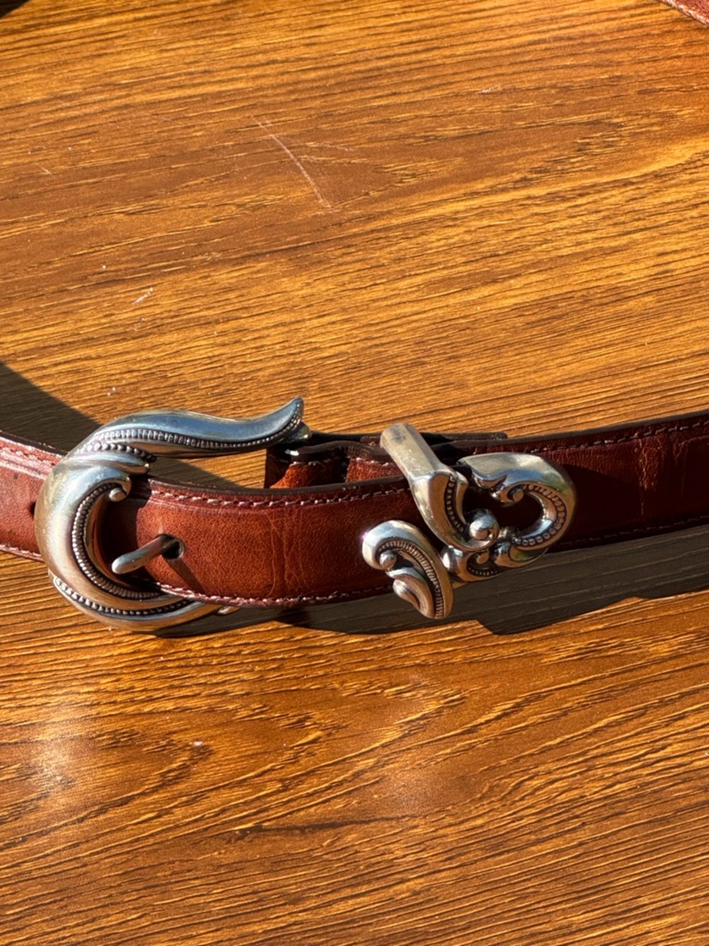 Brighton M24507 Leather Belt Brown Croc Western Silver Buckle Boho - Picture 3 of 10